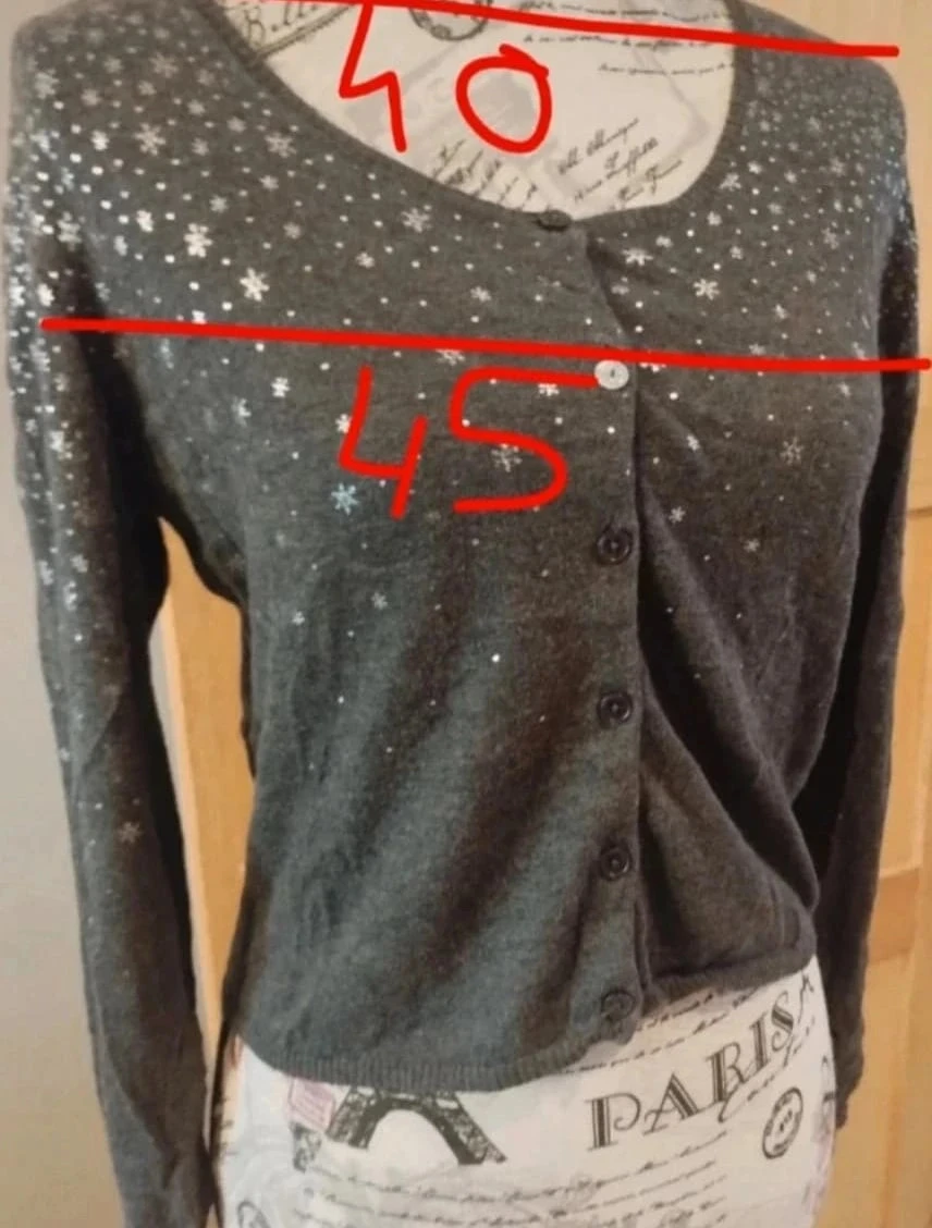 Cardigan gris estrellado, Diplodocus, Algodón/cachemir, T38 – photo 8
